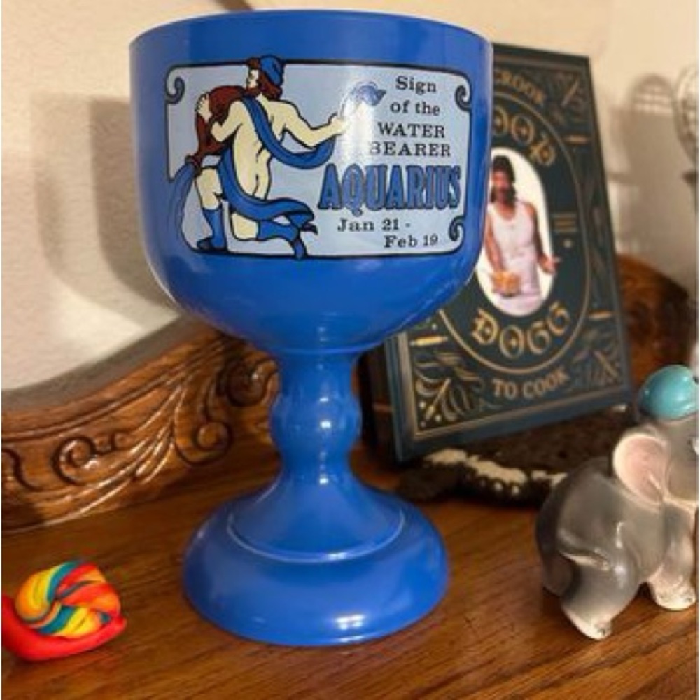 vintage 1970s aquarius zodiac goblet